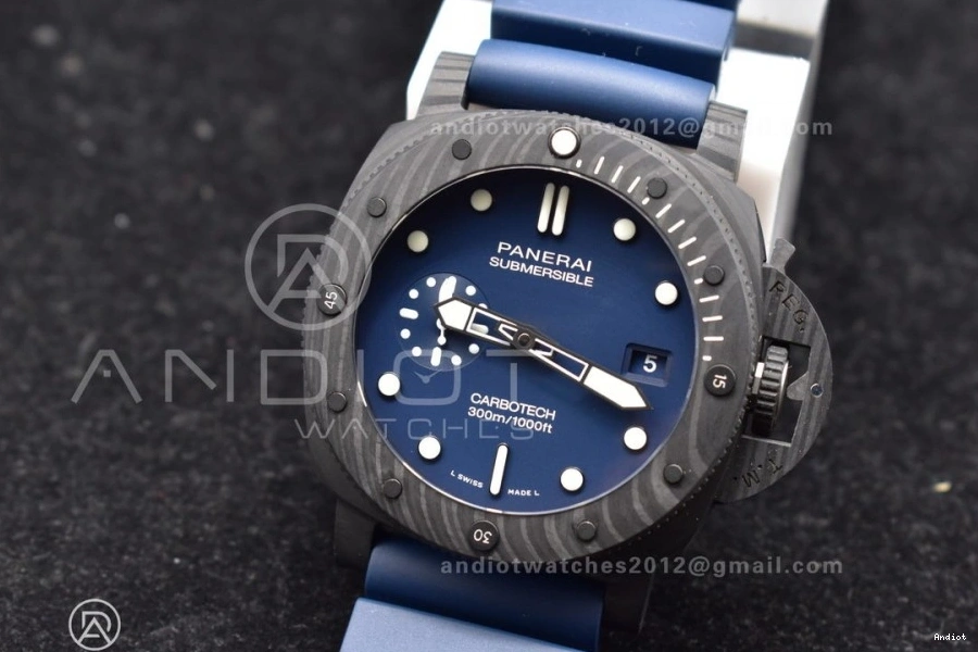 1:1 Blue PAM1232 on Rubber P900 Blue Edition W Best Dial Carbotech SBF Strap 1203